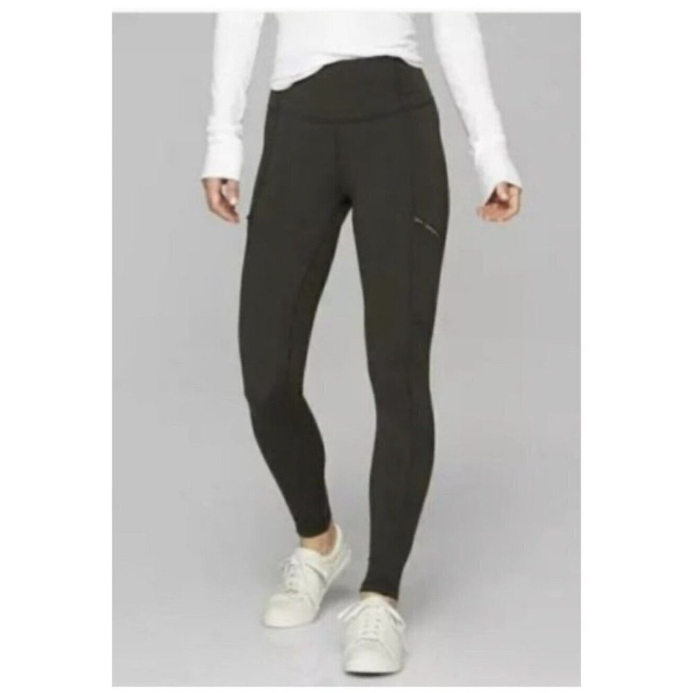 Athleta Metro Drifter Leggings High Rise Hunter Green Zip Pockets Women’s XXS